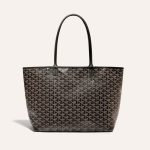 Goyard Artois Tote MM Black Goyardine Canvas & Chevroches Calfskin Palladium Hardware
